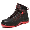 Bertram Comfortable High Top Steel Toe Work Boots Black/Red