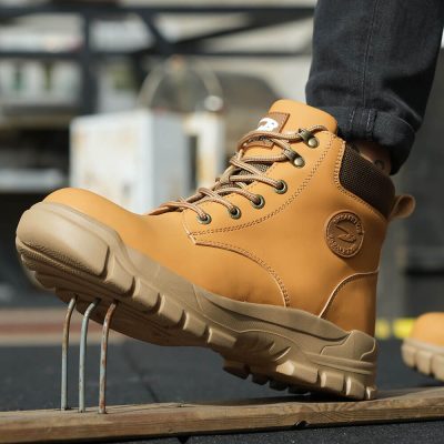 Barton Waterproof Steel Toe Safety Work Boots Yellow